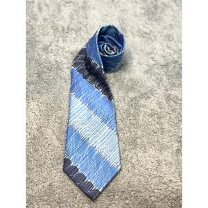 Vintage Liebert Necktie Blue & Black Heavy Embroidered tie wide